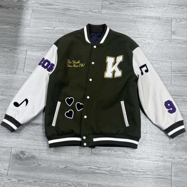 Casual Varsity Jersey Baseball Jacket Oem Custom Chenille Embroidery Logo Outdoors Letterman Loose Leather Jackets for Mens