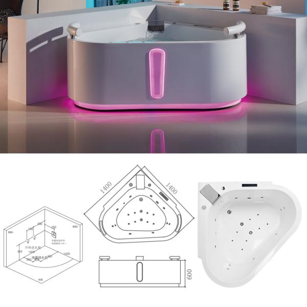 Ванна 1400mm 54 x 54 угла воздушной струи ушат 2 человеков Freestanding выпущенный струю выдерживая