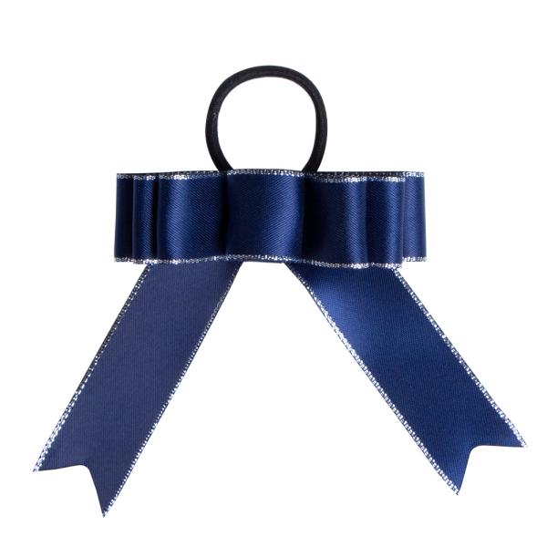 Gift Decoration Blue Satin Ribbon Bow Pre Tied with Elastic Loop Custom Sample