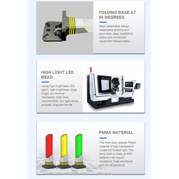 Lampe d'avertissement pour machine à corps en acrylique vissé, tour de machine, base en aluminium, pour machines CNC