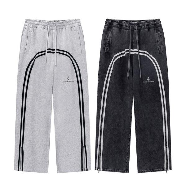 Roupas de rua personalizadas de algodão Francês Terry empilhados Flare Sweatpants Corredores com lavagem de ácido