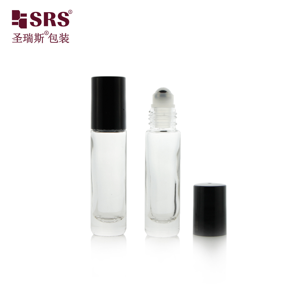 SRS Glass Roller Bottle 8ml Leak Proof Clear Glass Roll On Bottle with Steel Roller Ball for Perfume Essential Oil Fragrance