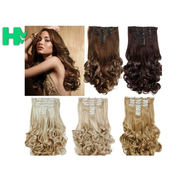 8 Inch – 30 Inch Clip On Synthetic Hair Extensions With Blonde Curly Body Wave