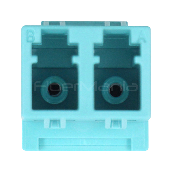 LC To LC OM3 Multimode Duplex Fiber Optic Adapters No Flange With Interal Automatic Dust Cap