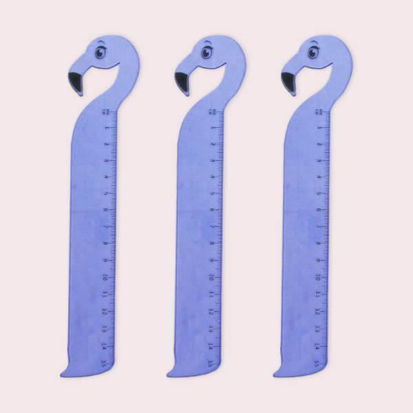 Wholesale reliable quality customizable purple15CM students gifts flamingo shape plastic ruler