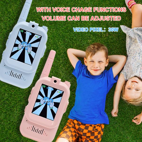 2025 Nuevo modelo de intercomunicador de video recargable 2.4G Audio claro con 30Mixel Video en vivo para regalo Walkie-talkie para niños