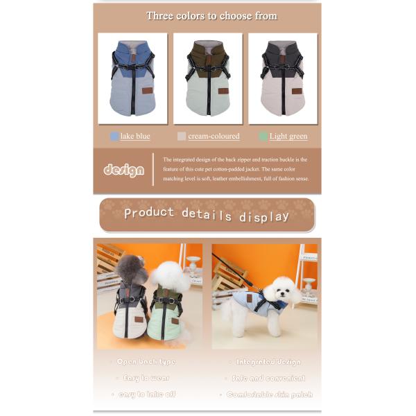 Function Warm Comfortable Waterproof Turtleneck Dog Winter Coat for Small Medium Dogs
