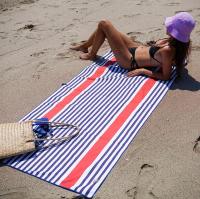 Toalla de playa de color rectangular con rayas impresas de microfibra de secado rápido
