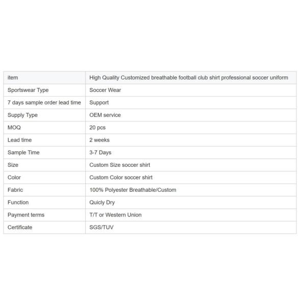                  New Design Wholesale Soccer Uniform Quick Dry High Quality Soccer Jersey of Sportswea             