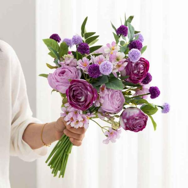 Wholesale Artificial Rose Flowers Bouquets Silk Wedding Flowers Bouquets for Wedding Party Decoration
