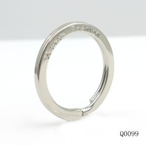 Hot Sale Nickel Plated Personalized Deep Engraving Logo Text Keychain Key Ring 1 Inch Flat Key Split Ring