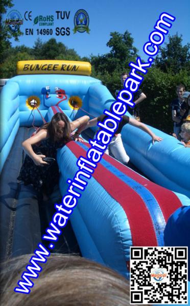 2 Lane Inflatable Bungee Run / Inflatable Sport Games Bungee Run For Children