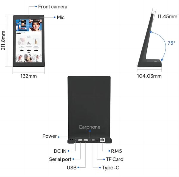 8インチL型ビジネスセルフサービスキオスクAndroidタブレットPC 静電容量式タッチスクリーン POE電源 WIFI NFC レストラン注文POSタブレット用