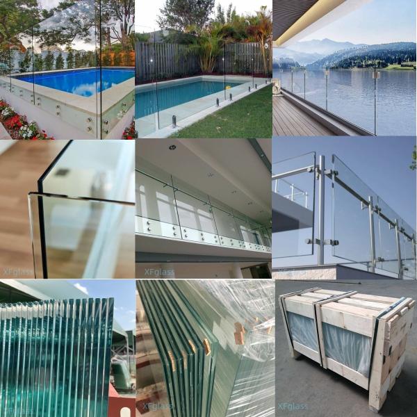 Balustrada de balcón de vidrio sin marco Barandillas de balcón de vidrio endurecido de 12 mm de espesor Barandillas de vidrio ultraclaras sin color Barandillas de vidrio templado