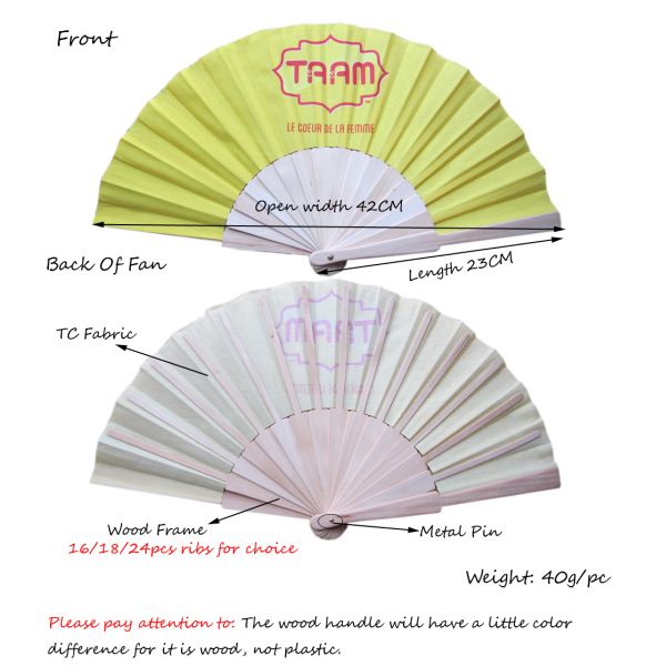 23cm Personalized Wood Fan Nylon Cotton Hand Painted Fan for Customized Decoration