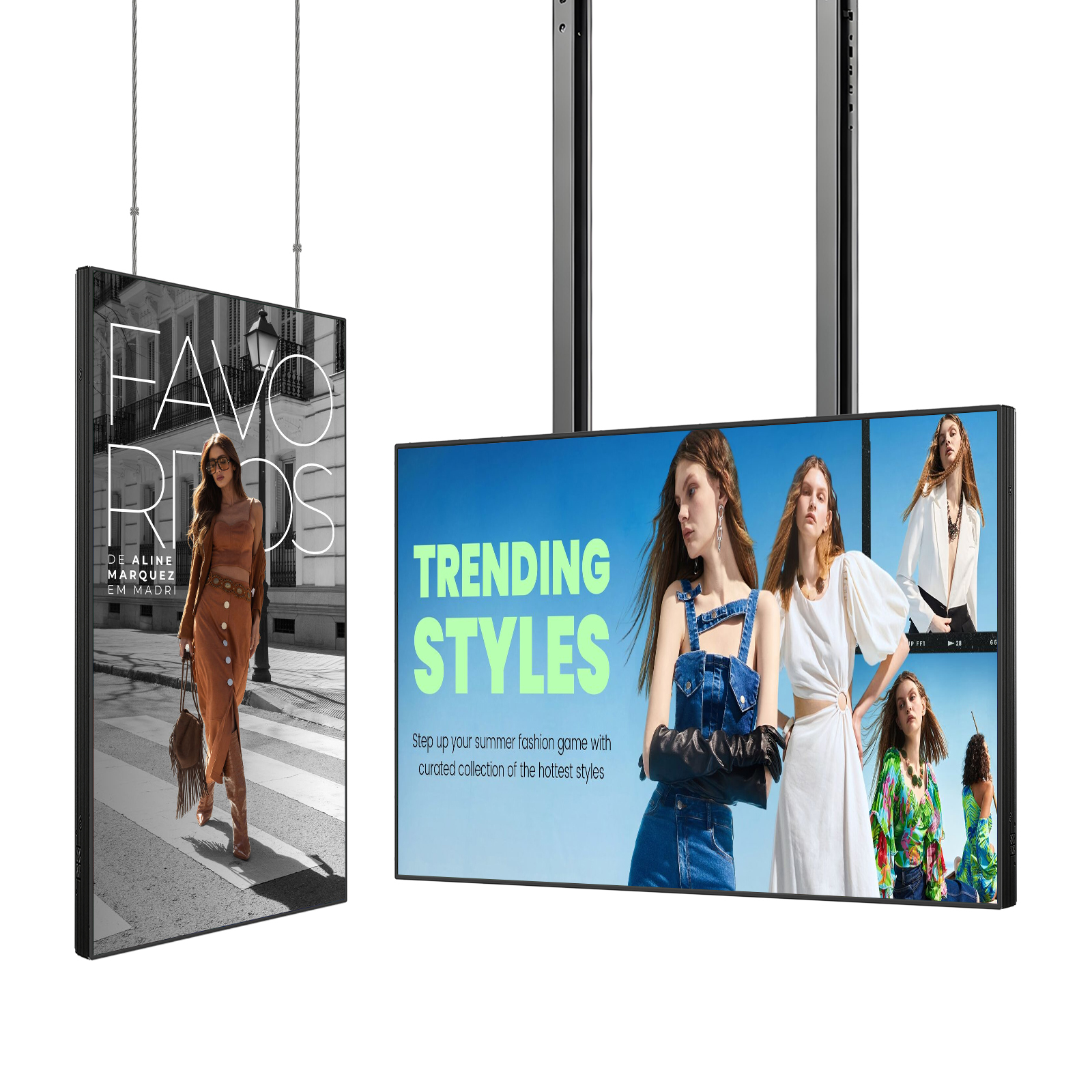 4K LCD Digital Signage Hanging Advertising Screen Window Facing Display