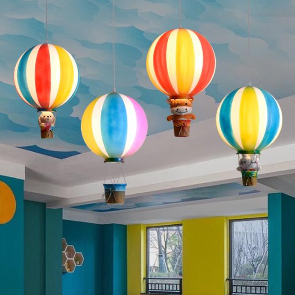 JYLIGHTING Balón de aire caliente nórdico Lustrero Restaurante bar Niños lámpara Sala de niños Centro comercial Colorido colgante luz