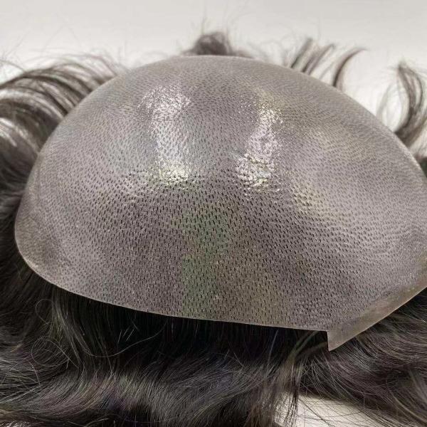 Revert Knots Full Thin PU Skin Base Human Hair Unit Men Toupee Without hair shedding