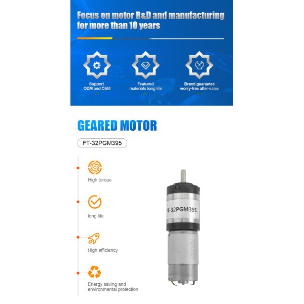 Custom 12V 24v Planetary DC Geared Motor For Solar Panel Brush Cleaning Robot