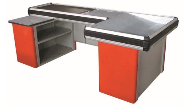 Grocery Store / Supermarket Conveyor Belt Checkout Counter With Cold Rolled Steel Material