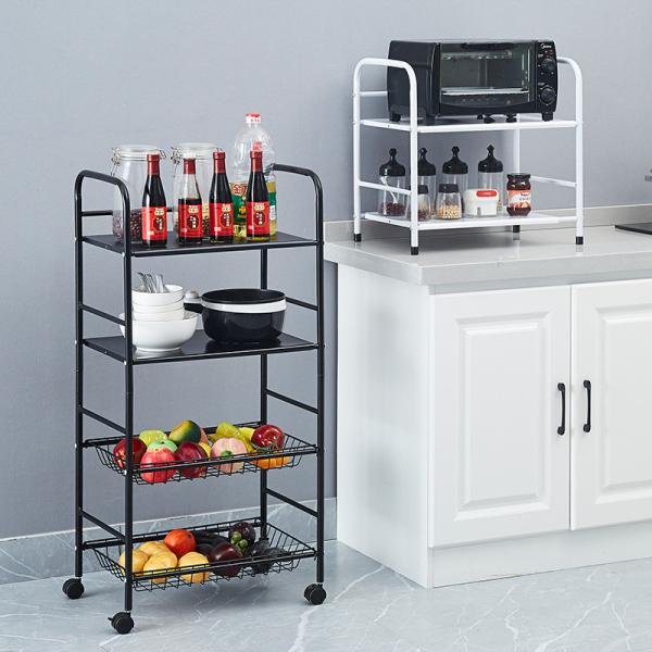 5 Tier Non-folding Rack Kitchen Storage Organizer with Stable Rotating Rolling Design
