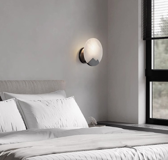Modern wall lamp round glass bedroom bedside lamp designer light luxury lamp Nordic living room background wall lamp