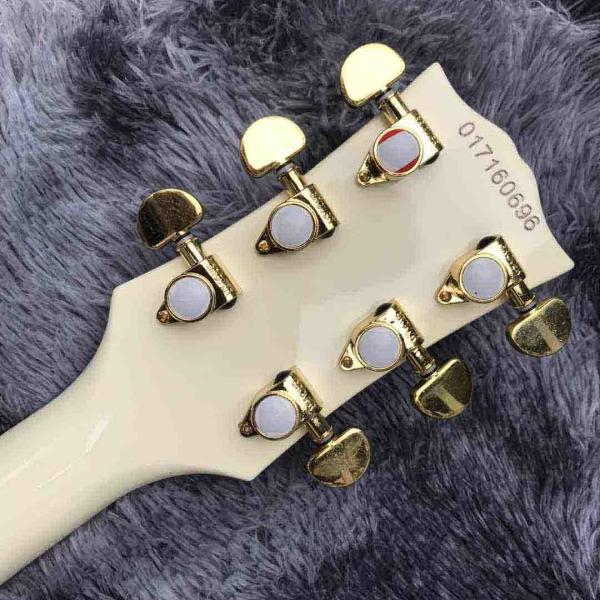 Double F-Holes Hollow Body Jazz Electric Guitar Ebony Fretboard Tremolo System in White