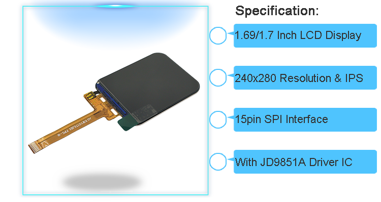 15Pin SPI LCD TFT Display Module Screen 240x280 JD9851A Controller Custom