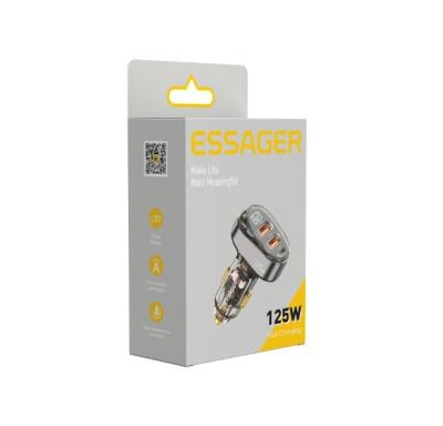 Type C Fast Charging Car Chargers Transparent 125W With Digital Display 2 USB