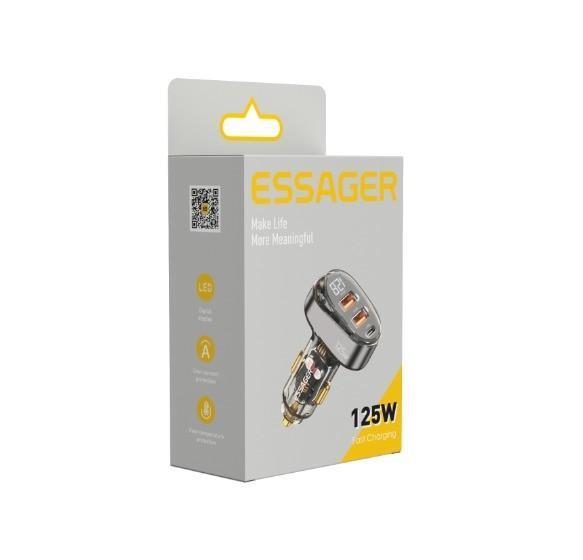 Type C Fast Charging Car Chargers Transparent 125W With Digital Display 2 USB