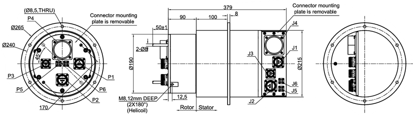 Panlink High Power Slip Ring 300rpm 500A Supporting Multi Module Integrations