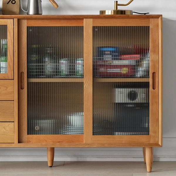 Buffet Kitchen Cabinet with Storage Cube, Solid Wood Side Cupboard Standing Drawer for