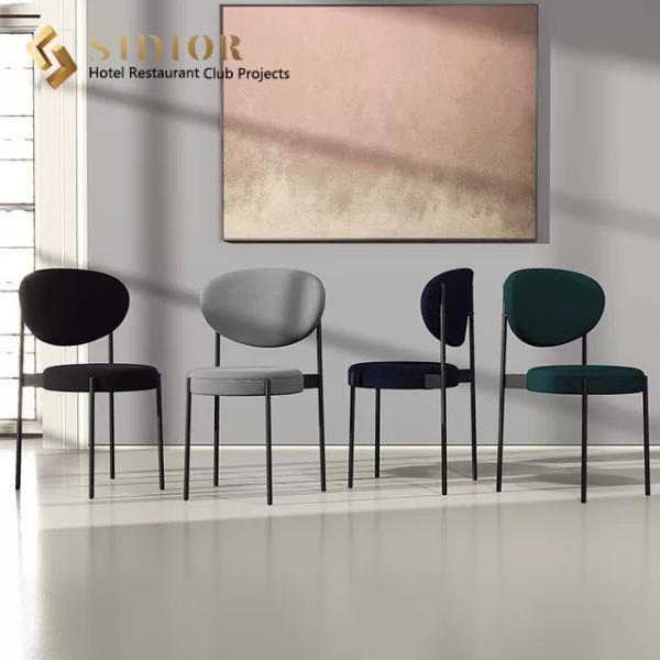 Stainless Steel Frame Grey Leather Dining Chairs 41cm Width Modern Room Chair