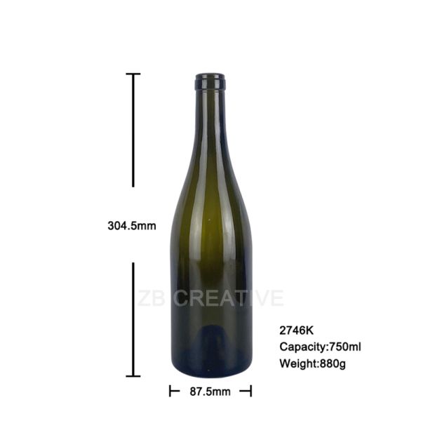 Icon Burgundy Wine Bottle Antique Green Flint Cork Closure Grand Cru 880g 750ml 2746K