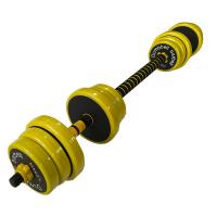 exercício contínuo da casa do Barbell ajustável amarelo do peso 10kg com Barbell e peso