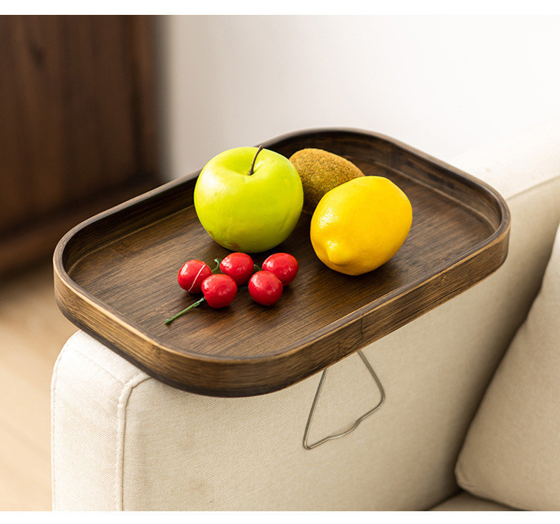Bamboo Wood Sofa Armrest Tray Custom Printed Various Size Bamboo Plate for Household