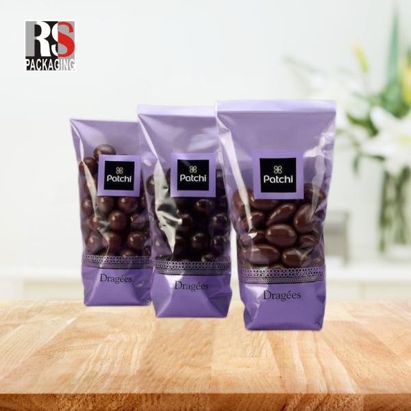 Smell Proof Laminated Poly Bag Bopp Plastic Poly Bag Heat Seal For Chocolate Packaging