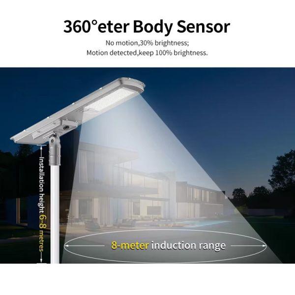 LED Solar Street Light With UV Resistant PC Lens for Campus Bike Lanes