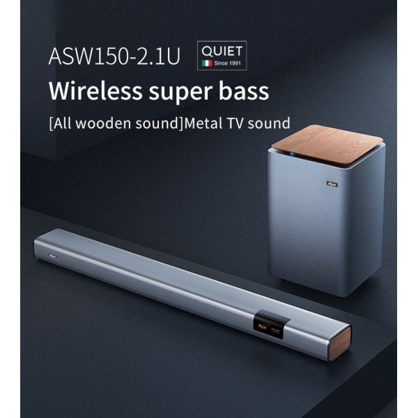 Powerful 2.1ch Home Audio Soundbar With Wireless Strong Subwoofer 100W RMS BT 5.0 HDMI ARC For Theater