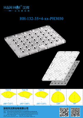 90°/T2/T3/T4/T5 Material PC Lente de luz LED 3030 LEDs para iluminação de inundação e iluminação de rua