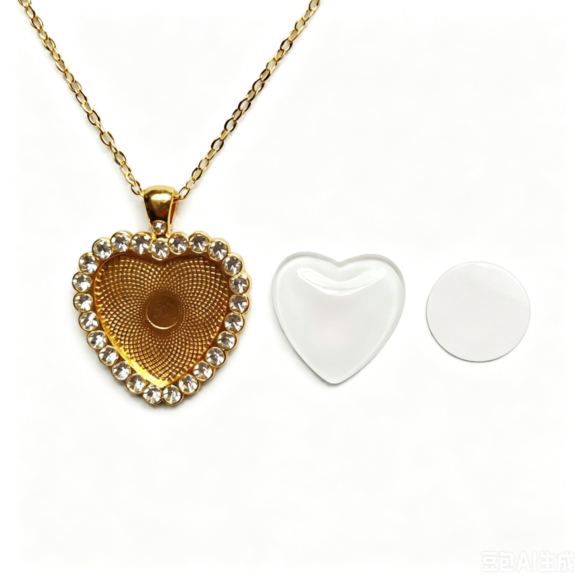 Round And Heart Sublimation Crystal Necklace Valentine'S Day Supplies Creative Sublimation Jewellery