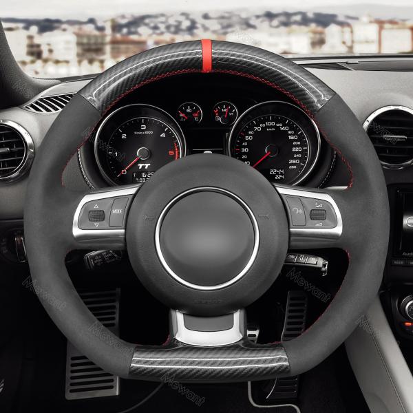 Hand Sewing Carbon Suede Steering Wheel Cover for Audi A3 8P S3 R8 GT TT TTS RS Spyder