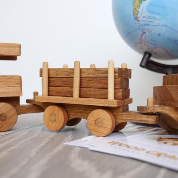 Fadeless Handmade Wooden Toys Wooden Excavator Toy With Great Textures