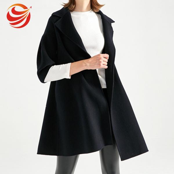 Half Sleeves Women Woolen Dress Coat Wool Jackets For Autumn Winter