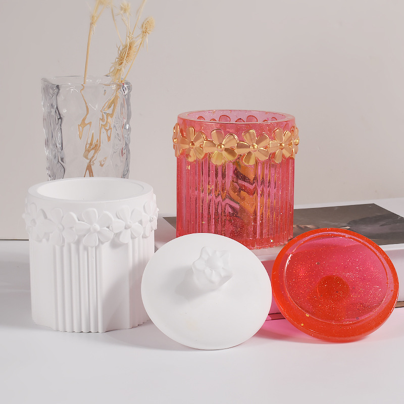 Drip Glue Three-dimensional Flower Wreath Striped Storage Can Silicone Mold DIY Resin Gypsum Box Ornament Grinding Tool