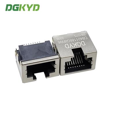 Sinking Plate Type 8P8C Modular Female RJ45 LED Connector SMT DGKYDCB421188GWW6SB1075