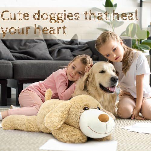 MorisMos 32\ Cute Giant Puppy Dog Body Pillow Plush Toy Soft Cotton Body Pillow Stuffed Animal Perfect Gift Kids Bear Parties