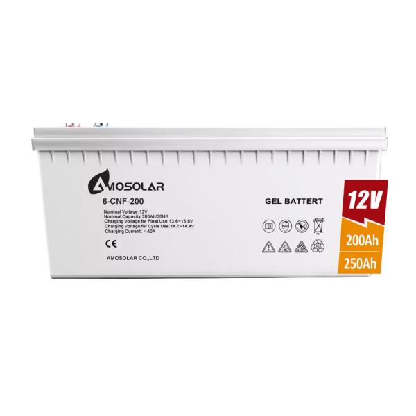 NO Chargeable Amosolar Gel Battery 12V 200Ah 250Ah 300Ah for Home Solar Panel Storage