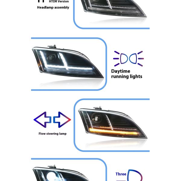 Demillon for Audi Tt Headlight Assembly Modified With Led Dual Lens Original Car Upgraded With Daytime Running
