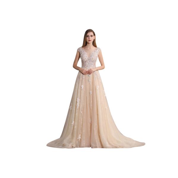 Sleeveless Long Tail Cocktail Ladies Evening Dresses Floor - Length Backless